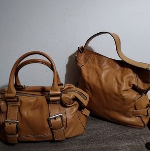 Two Vintage Michael Kors Leather Tote Shoulder Bags
